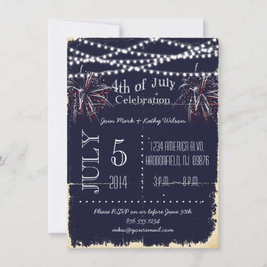 Invitation de partie de feux d'artifice de tableau (Devant)