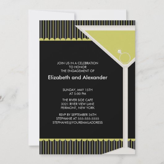 Invitation de partie de fiançailles de cocktail (Devant)