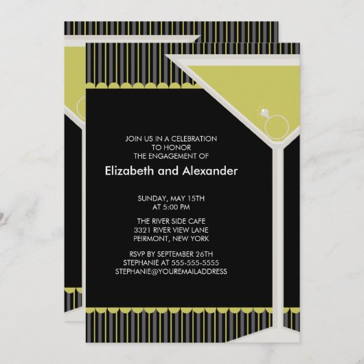 Invitation de partie de fiançailles de cocktail (Devant / Derrière)