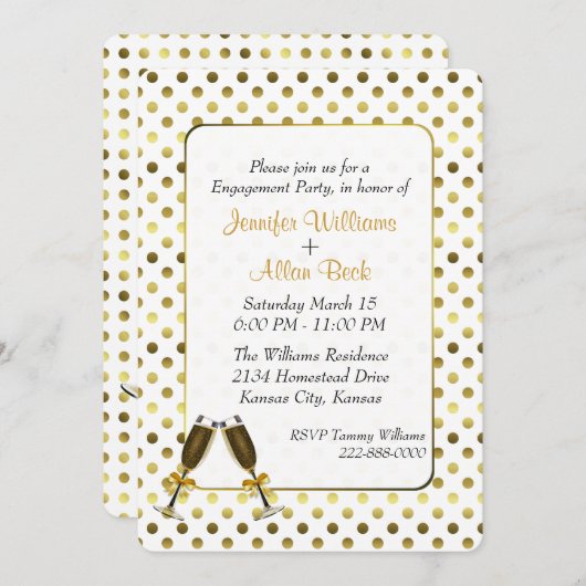 Invitation de partie de fiançailles de mariage de (Devant / Derrière)