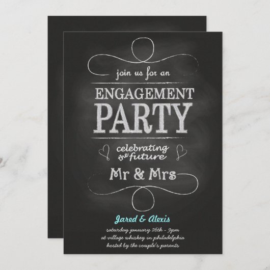 Invitation de partie de fiançailles de tableau (Devant / Derrière)