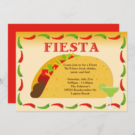 Invitation de partie de fiesta (Devant / Derrière)