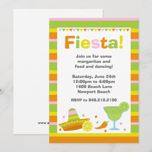 Invitation de partie de fiesta (Devant / Derrière)