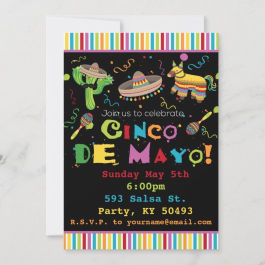 Invitation de partie de fiesta de Cinco De Mayo (Devant)