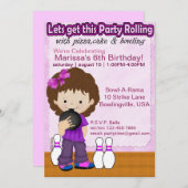 Invitation de partie de fille de bowling (Devant / Derrière)