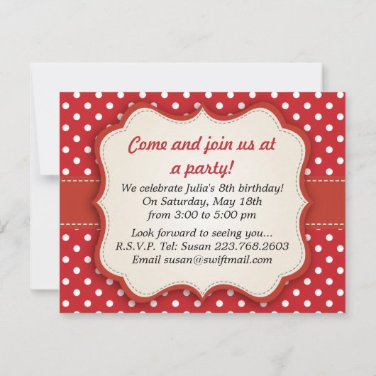 Invitation de partie de fraise (Dos)