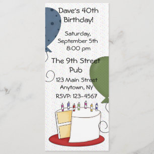 Invitation de partie de gâteau d'anniversaire