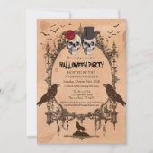 Invitation de partie de Halloween. Crâne rustique (Devant)