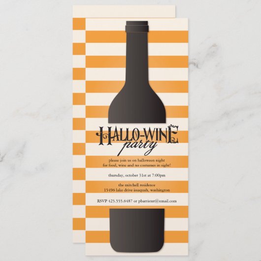 Invitation de partie de Halloween de bouteille de (Devant / Derrière)