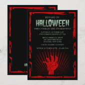 Invitation de partie de Halloween de main de zombi (Devant / Derrière)