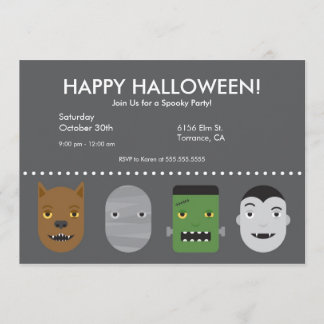 Invitation de partie de Halloween de monstres de