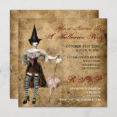 Invitation de partie de Halloween de sorcière (Devant / Derrière)