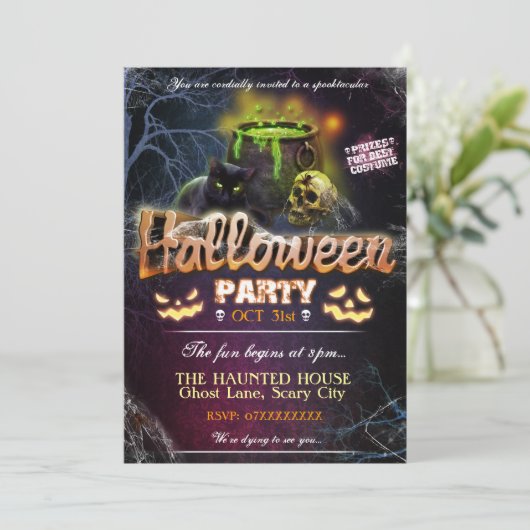 Invitation de partie de Halloween entièrement (Debout devant)