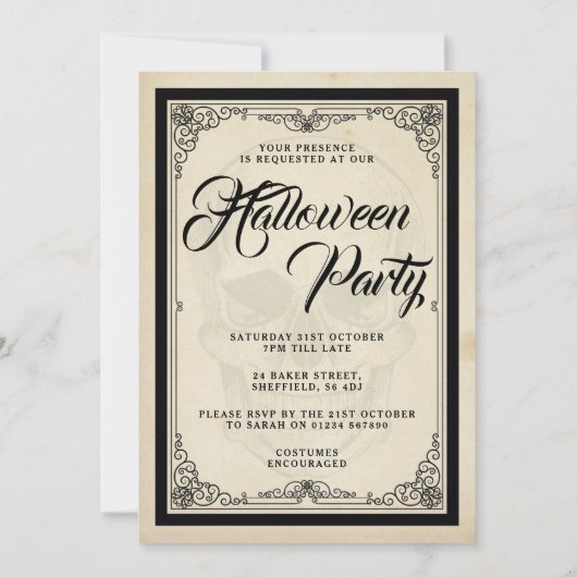 Invitation de partie de Halloween - thème gothique (Devant)