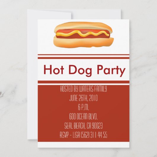 Invitation de partie de hot-dog (Devant)