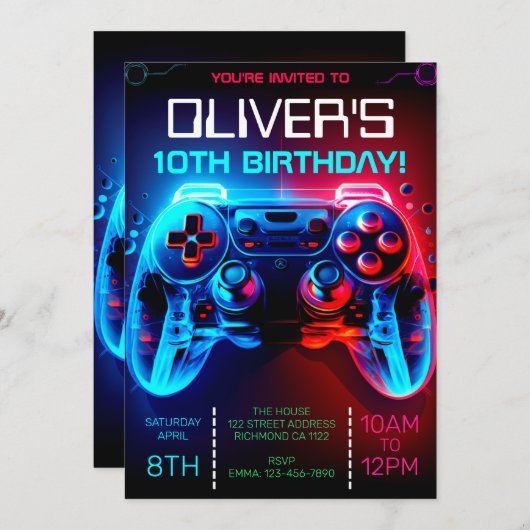 Invitation de partie de jeu vidéo (Devant / Derrière)