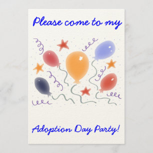 Invitation de partie de jour d'adoption de ballons