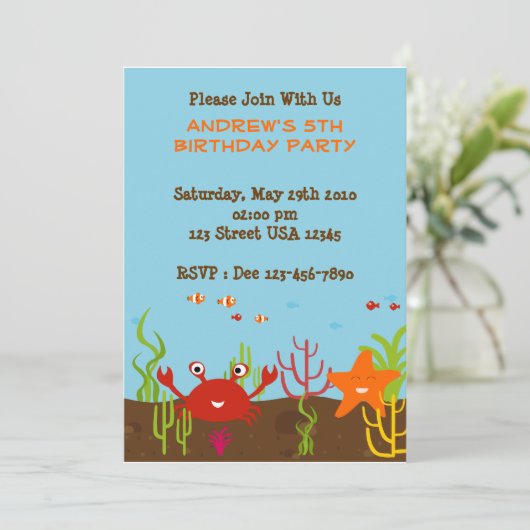 Invitation de partie de la créature 5x7 de mer (Debout devant)