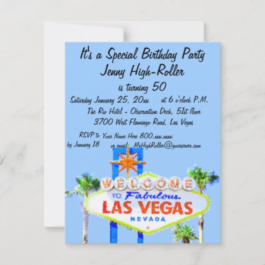 Invitation de partie de Las Vegas avec l'Affiche (Devant)