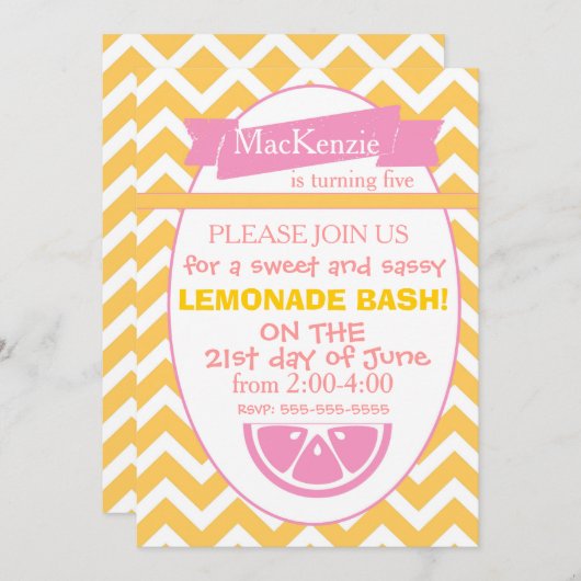Invitation de partie de limonade (Devant / Derrière)