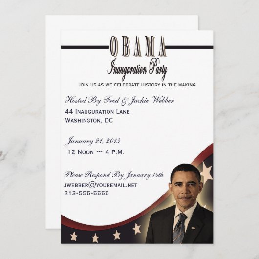 Invitation de partie de l'inauguration 2013 (Devant / Derrière)