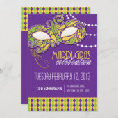 Invitation de partie de mardi gras (Devant / Derrière)