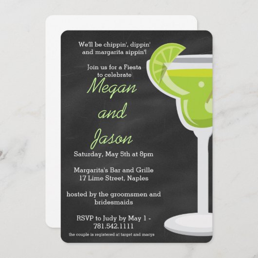 Invitation de partie de margarita de tableau (Devant / Derrière)