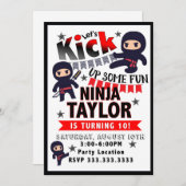 Invitation de partie de Ninja, anniversaire de (Devant / Derrière)