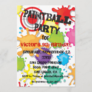 Invitations Faire Part Cartes Anniversaire Paintball Zazzle Be