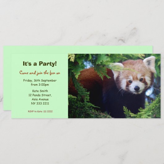 Invitation de partie de panda rouge (Devant / Derrière)