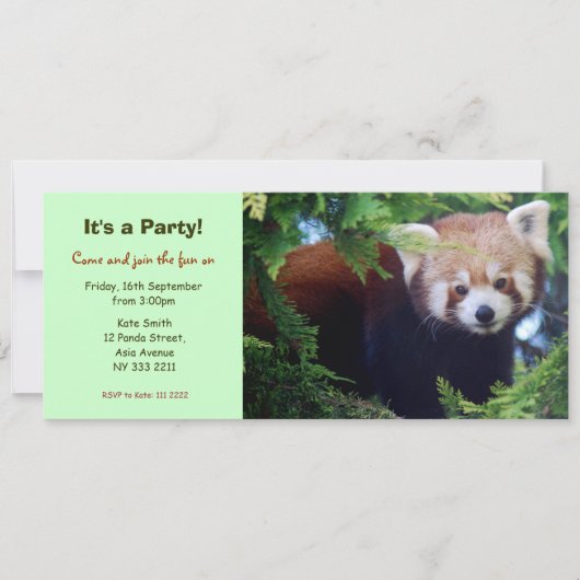 Invitation de partie de panda rouge (Devant)