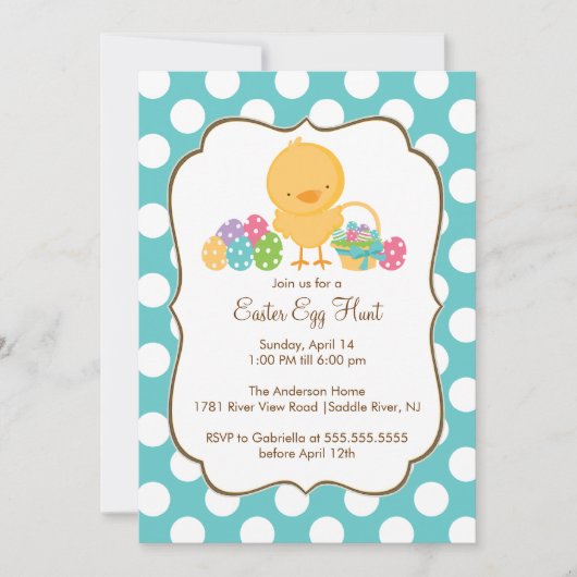 Invitation de partie de Pâques de chasse à oeufs (Devant)