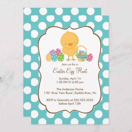 Invitation de partie de Pâques de chasse à oeufs (Devant / Derrière)
