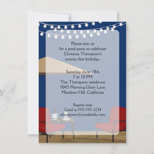 Invitation de partie de patio (Dos)