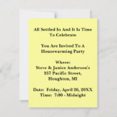 INVITATION de PARTIE de PENDAISON DE CRÉMAILLÈRE à (Dos)