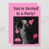 Invitation de partie de perroquet de gris africain (Devant / Derrière)