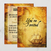 Invitation de partie de pirates sur la carte (Devant / Derrière)