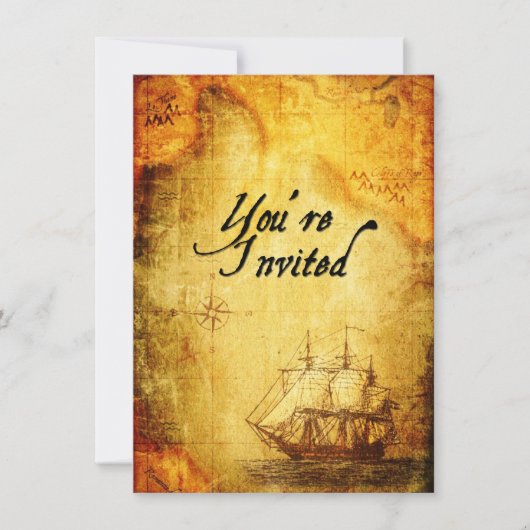 Invitation de partie de pirates sur la carte (Devant)