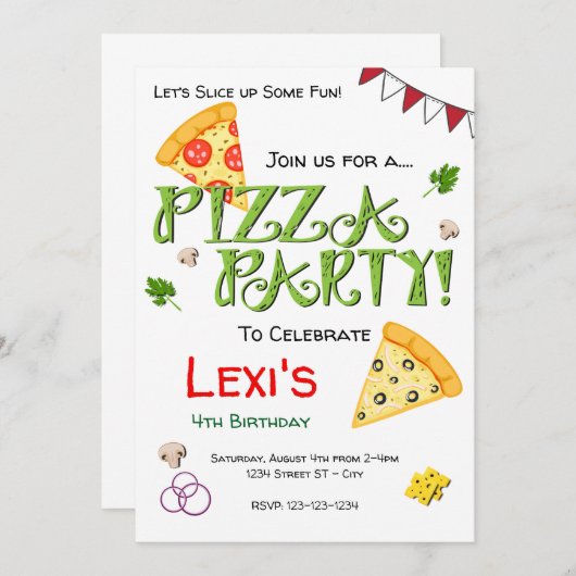 Invitation de partie de pizza (Devant / Derrière)