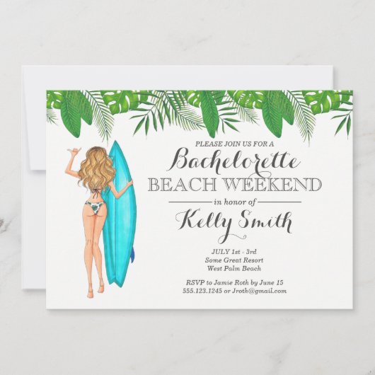 Invitation de partie de plage de Bachelorette (Devant)