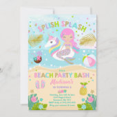 Invitation de partie de plage de licorne et de (Devant)