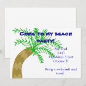 Invitation de partie de plage de palmier (Devant / Derrière)