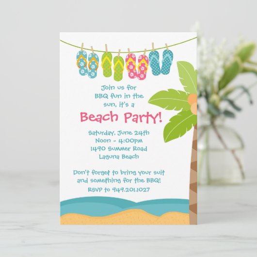 Invitation de partie de plage d'été (Debout devant)