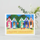 Invitation de partie de plage - huttes de plage (Debout devant)