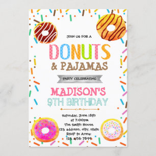 Invitation de partie de pyjamas de beignet