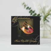 Invitation de partie de Quinceanera d'or de masque (Debout devant)