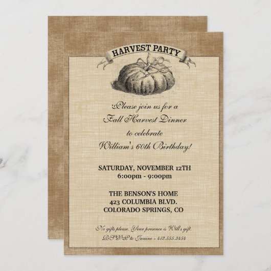 Invitation de partie de récolte (Devant / Derrière)