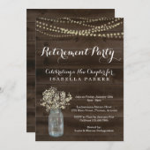 Invitation de partie de retraite - bois rustique (Devant / Derrière)
