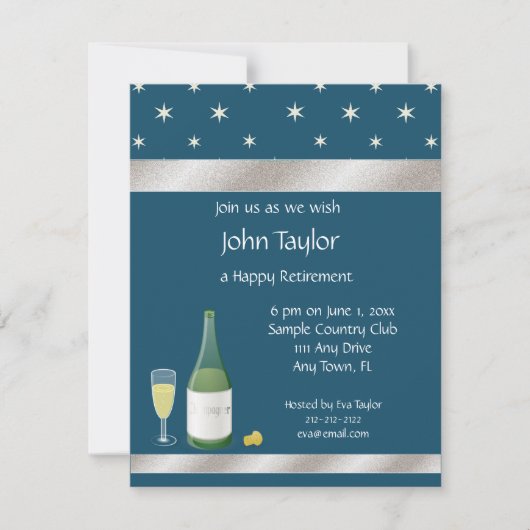 Invitation de partie de retraite d'étoiles de bleu (Devant)