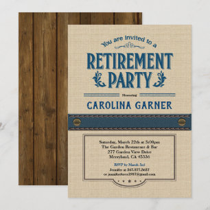 Invitation de partie de retraite. Toile chique de